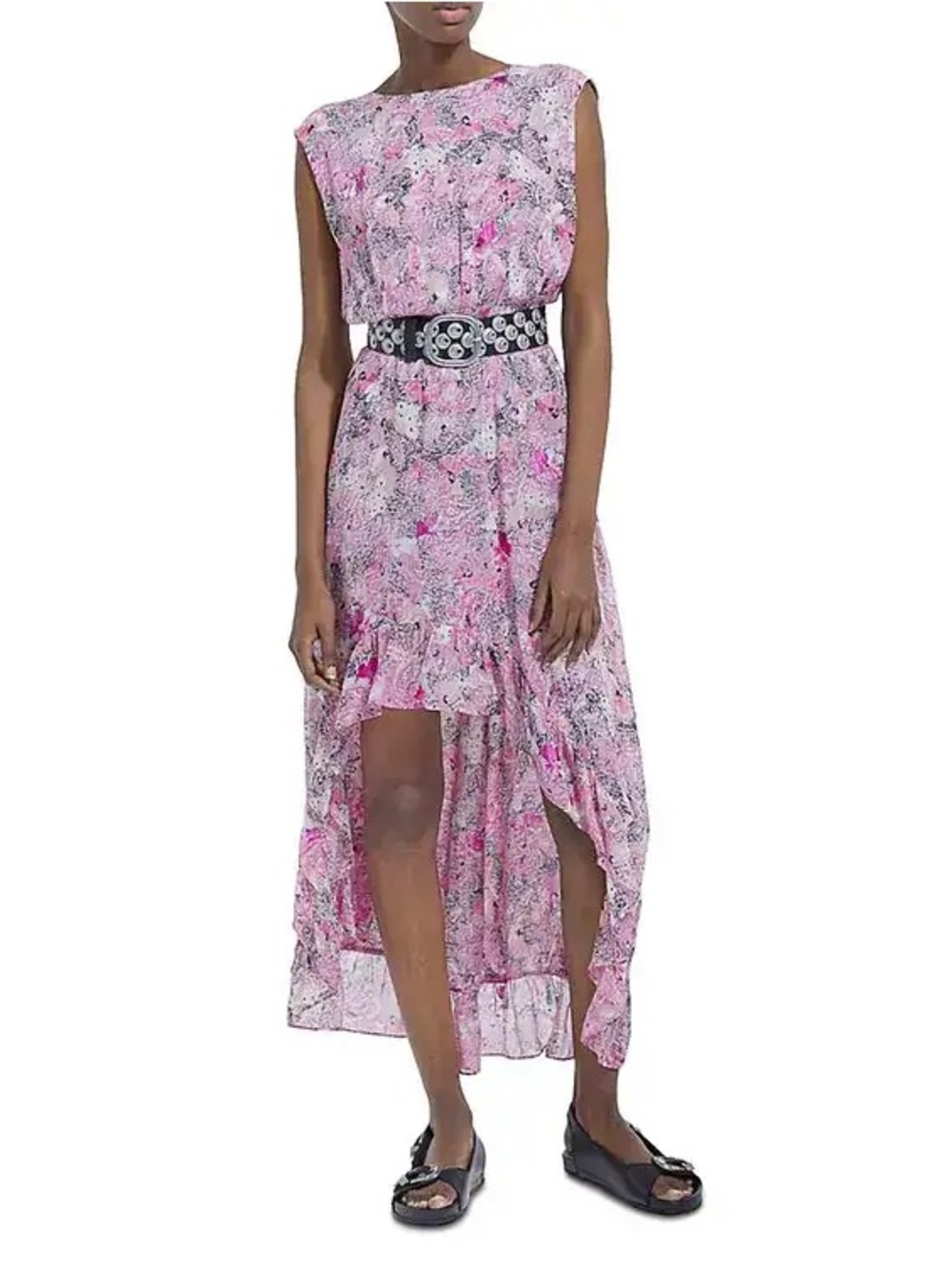 The Kooples Pink Paisley High-Low Maxi Dress Size 2 FR | Open Back | $375 Retail